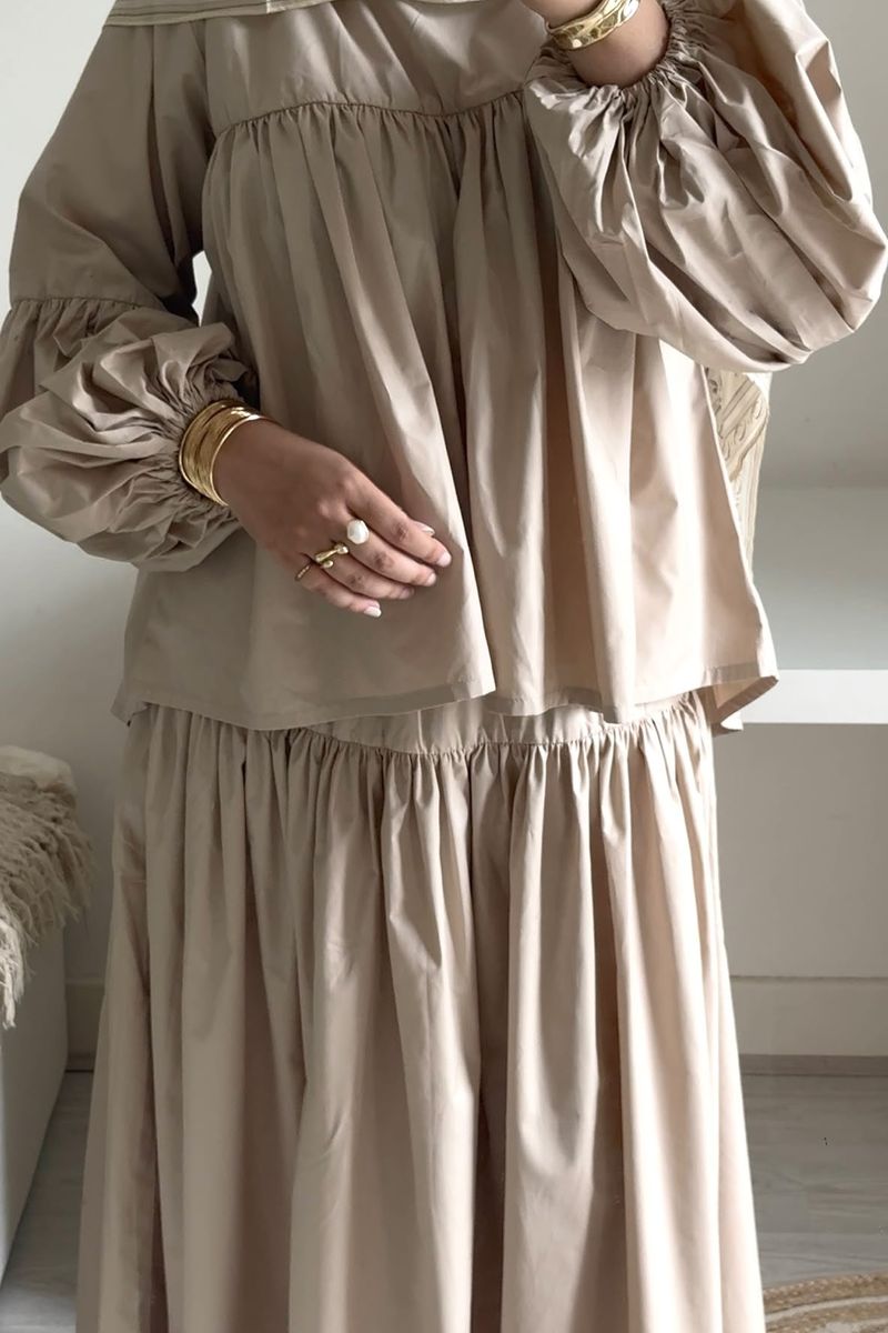 Beige tiered two piece set by aiya.ldn
